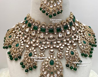 Premium Quality uncut Polki Bridal set/Indian bridal jewelry/ Wedding and Reception necklace set
