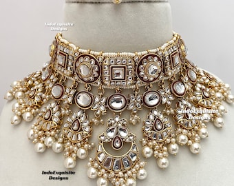 Premium Quality elegant  Kundan choker Set/ Indian Jewelry/Indian bridal set/Bridal jewelry
