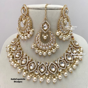 Kundan necklace/choker Set/Bridesmaid necklace sets/ Indian jewelry/Kundan Polki Necklace/High quality jewelry/Bridesmaid sets image 1