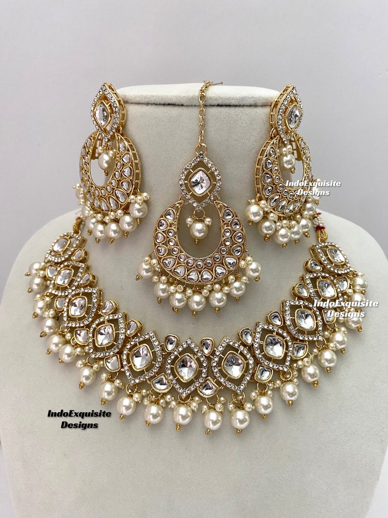 Kundan necklace/choker Set/Bridesmaid necklace sets/ Indian jewelry/Kundan Polki Necklace/High quality jewelry/Bridesmaid sets image 1