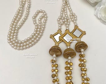 Indian/Punjabi viral Kashmiri Paranda with pearls and Ghungroo/Jaago Parandi/Punjabi hair dori/bridal braid accessories