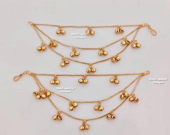 Premium quality gold plated Kashmiri saharey (pair)/ kann chain/Bahubali chains/Indian Jewelry hair accessories/Gold look saharey