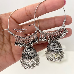 Oxidized Silver Baali Jhumki Earrings/Indian Jewelry/ Bollywood Jewelry/Premium Quality Jewelry/Oxidized jewelry