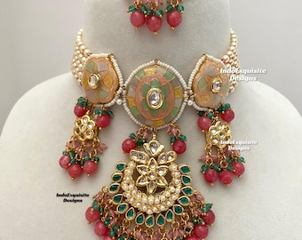 Premium Quality Meenakari  Kundan Choker Set/Indian jewelry/ Bollywood jewelry/ Reception choker/kundan polki choker