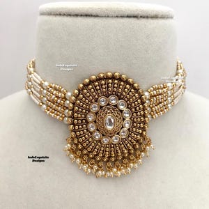 Gold plated Kundan choker set/Gold plated Kundan choker Jhumki set/ High quality Real Kundan Gold plated Jewelry