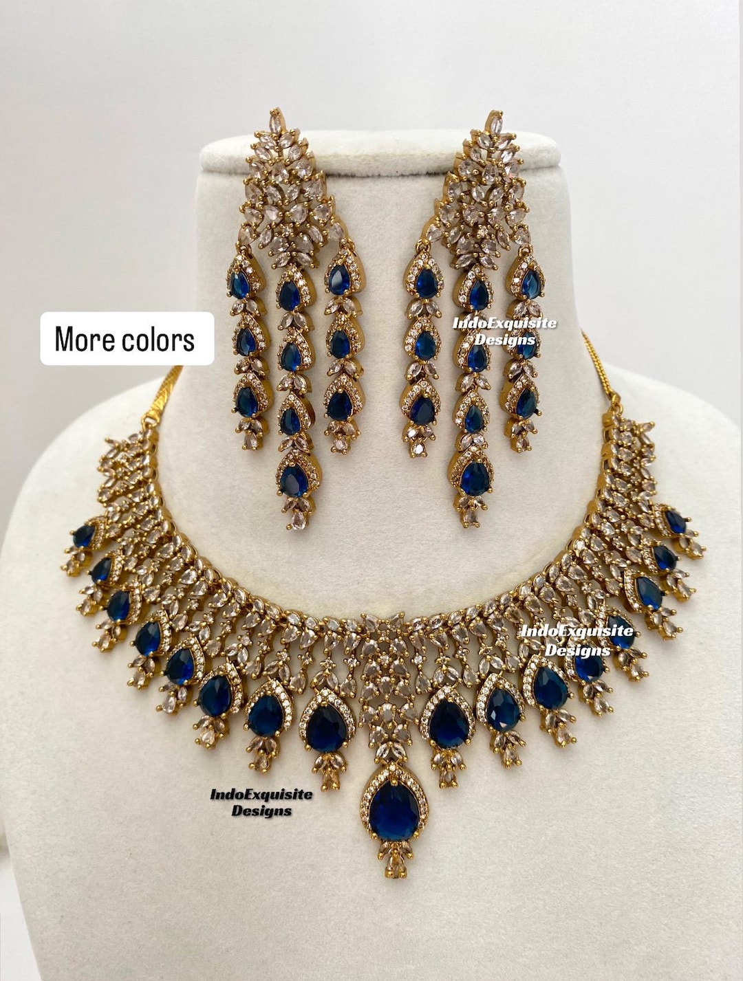 Beautiful American Diamond Antique Stone Necklace with Earrings Jewellery main image 0