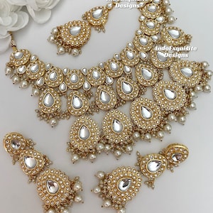 Premium Quality Fine Thappa Kundan necklace Set/Indian jewelry/ Bollywood jewelry/ Reception choker set/kundan polki choker
