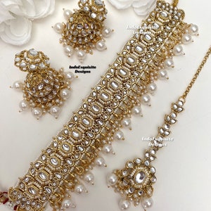 Underbart Kundan choker-set/indiska smycken/unikt Kundan choker-set/indiskt smyckeset/brudsmycken