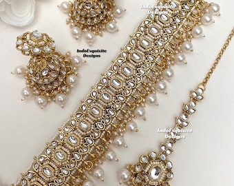 Gorgeous Kundan Choker Set/ Indian Jewelry/unique Kundan choker set/Indian jewelry set/Bridal jewelry
