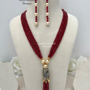 Pearl Rani haar(long Necklace )/ Pearl Necklace Set/ Indian Jewelry/ High quality kundan and polki jewelry/ Bollywood jewelry/Bridal long