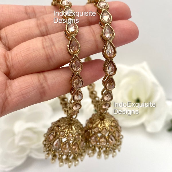 Antique gold polki Jhumki bangles kade (Set of 2) /Jhumka kade/Indian Wedding jewelry/ Indian Bangles/ Kangan/ Gajre /bracelets
