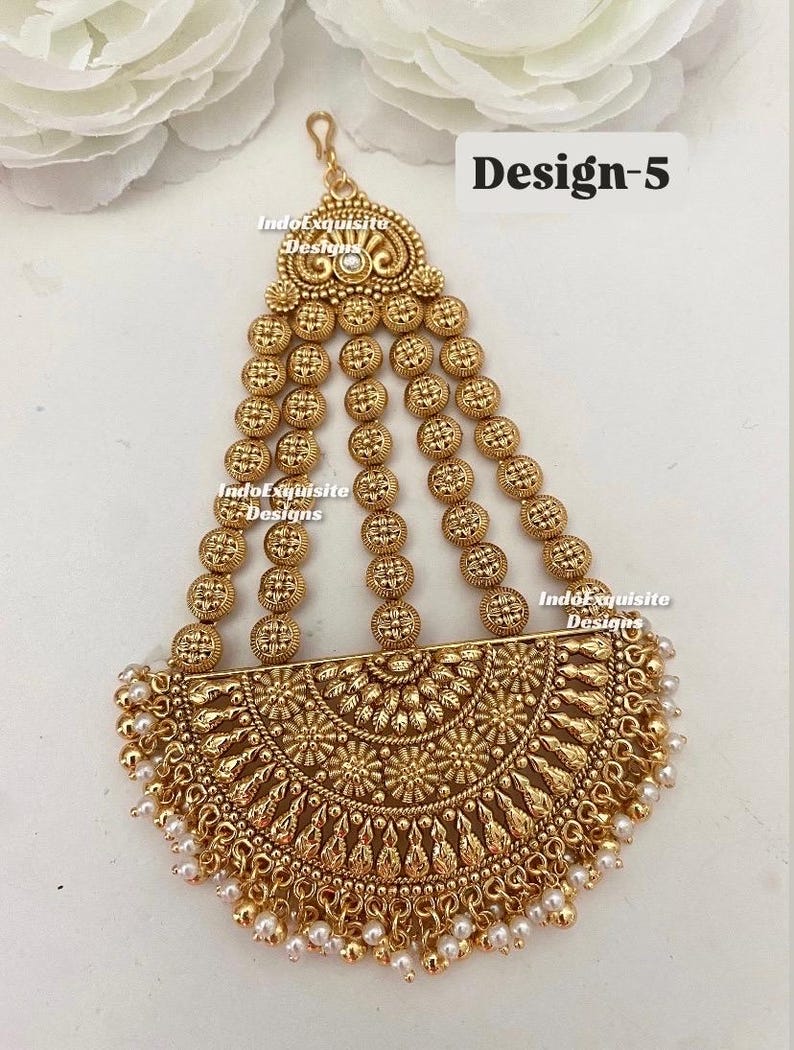 Gold Plated Passa Jhoomer Jhumar/real gold look passa/head side passa /real gold look passa/ Bridal Head piece /Indian jewelry image 6