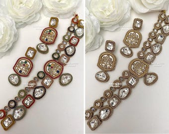 Premium Quality sabyasachi inspired uncut Kundan Statement choker set/ Bollywood style jewelry/Kundan Polki choker set