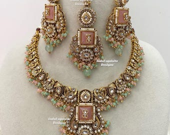Premium quality kundan statement necklace Set/ Indian Jewelry/unique Kundan necklace set/Indian jewelry
