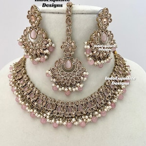 Antique Polki Necklace Sets/ Reverse AD necklace/Indian Jewelry/ High Quality Kundan and Polki Jewelry