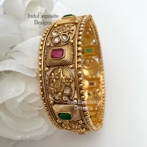 Single piece Bollywood style Gold Plated Openable Screw Kada/Polki Kundan Gold Plated bangles /Indian Wedding jewelry/Bridal bangle bracelet