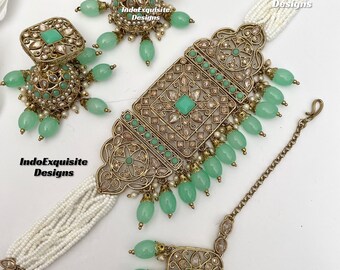 Antikes Gold Polki Choker Set /Indian Schmuck / bollywood Choker /Kundan Polki Brautschmuck /Hochwertiger Schmuck