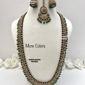 Antique gold Polki Raani haar/long Necklace/Indian Jewelry/ Bollywood jewelry/ bridal long Necklace/long haar