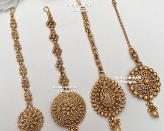 Gold plated maang tikkas/Gold look tikka/ High quality Golden Bindi/ Head piece