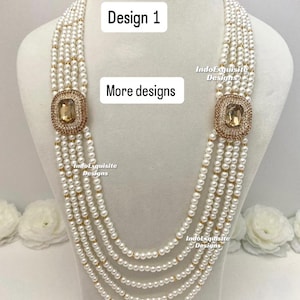 Vackra pärlor Flerskiktad brudgum mala set/Härlig pärlhalsband set/Indiska bröllopssmycken/Sherwani Mala