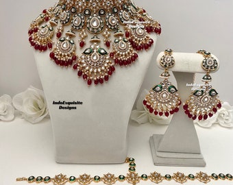 Elegant Kundan Bridal set/Indian bridal jewelry/ high quality kundan Polki jewelry