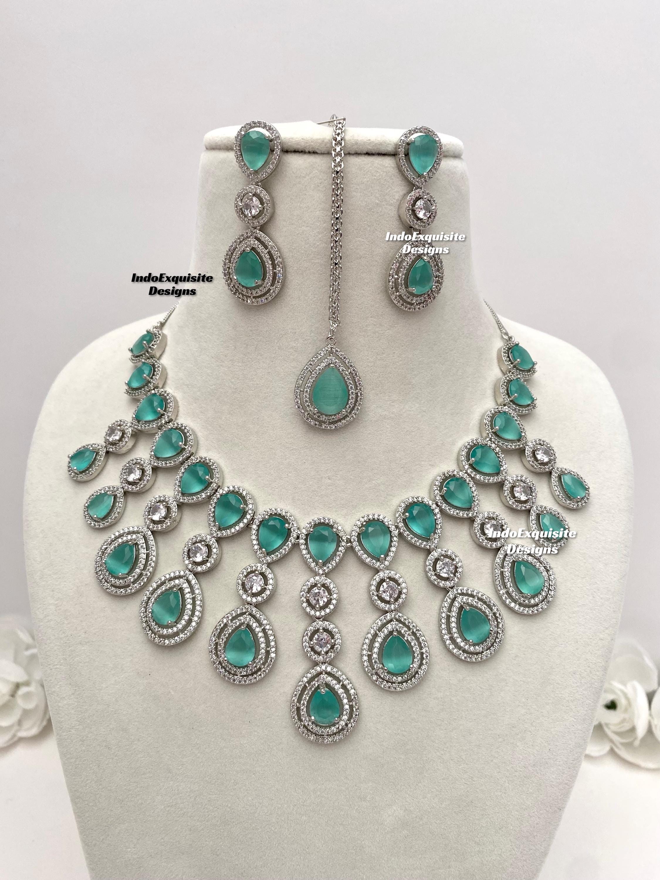 American Diamond Necklace Set/cz Necklace/indian Jewelry