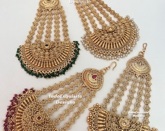 Gold Plated Passa Jhoomer Jhumar/real gold look passa/head side passa /real gold look passa/ Bridal Head piece /Indian jewelry