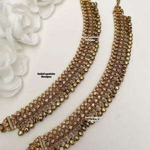 Antique Indian Ghungroo Anklets with double line antique stones/Payal/Punjabi Jhanjra/Indian bridal payal/Bells Anklet/ Payal/Panjeb/anklets