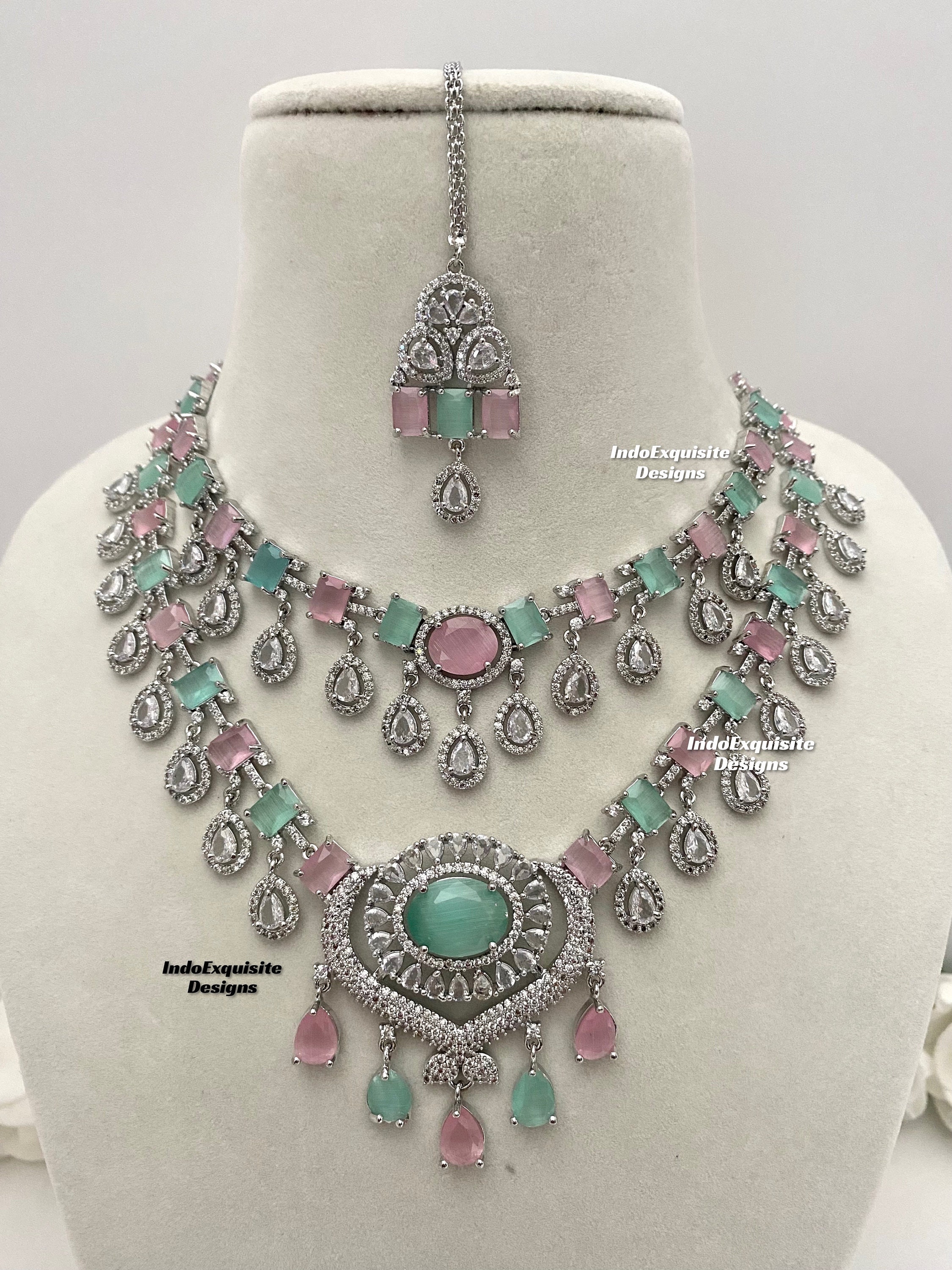 American Diamond Necklace Set / CZ Necklace/indian Jewelry