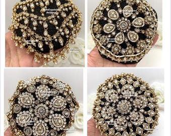 Bollywood style exquisite Kundan hair bun accessory/ Jura cover /bun cover/ bridal hair Accessories/Kundan bun jewelry