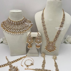Elegant Kundan Bridal set comes with all accessories/Indian bridal jewelry/ high quality kundan Polki jewelry