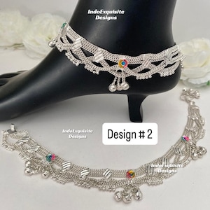 Silver plated anklets come in a pair/Payal/ Indian Payal /Jhanjra/Indian bridal payal/Real silver look  Payal/Panjeb