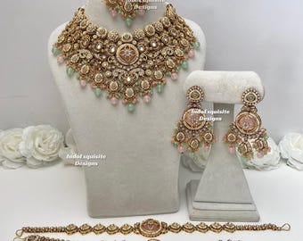 Premium Quality Kundan Bridal set comes with all accessories /Indian bridal jewelry