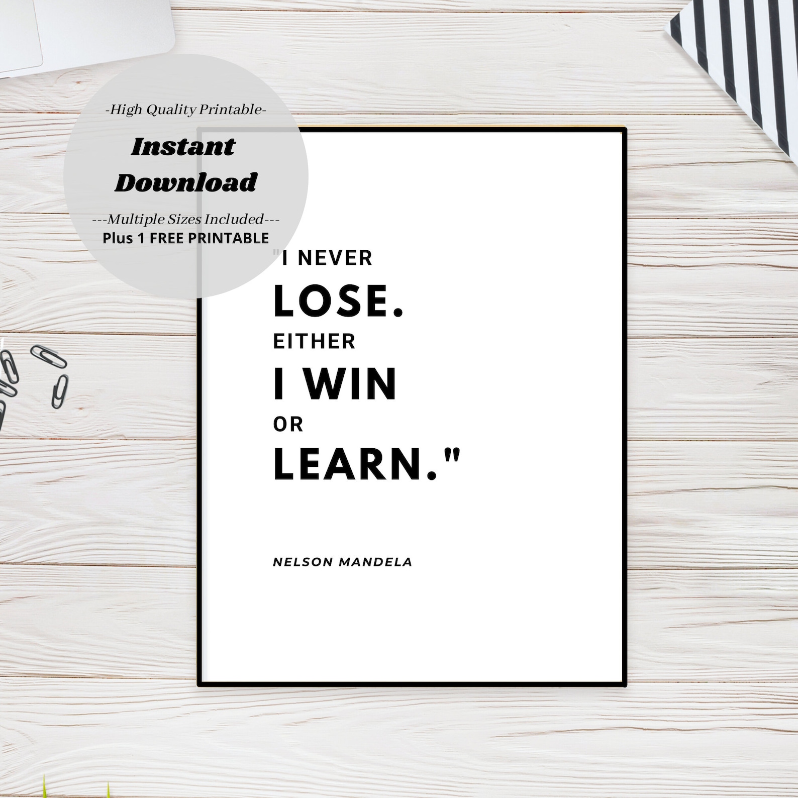 Nelson Mandela Quote Print I Never Lose Quote Quote Wall Etsy