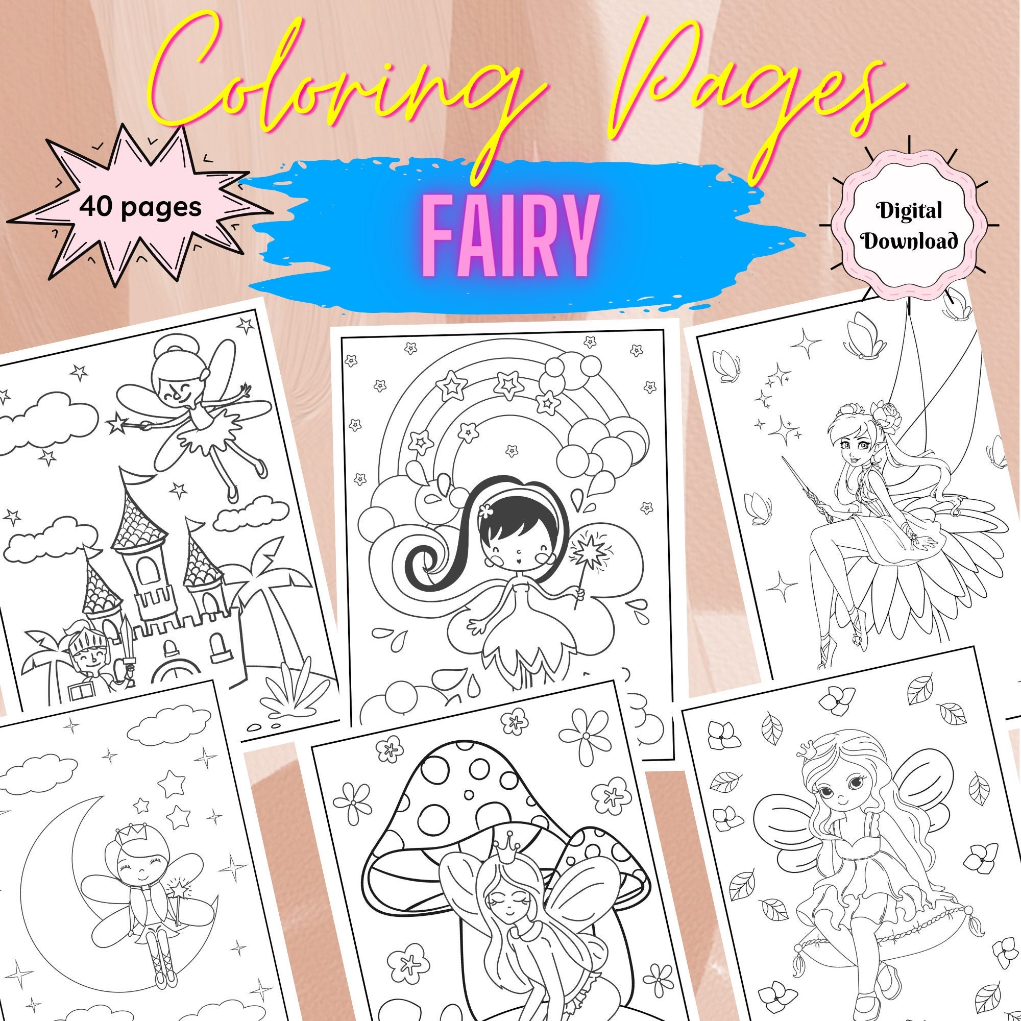 Fairy Coloring 40 Pages, Preschool Kindergarten Activity, Homeschool ...