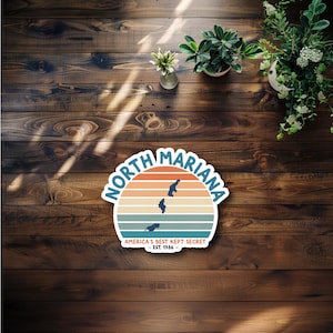 Retro North Mariana Island Waterproof Sticker or Magnet