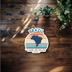 Retro Brazil Waterproof Sticker or Magnet