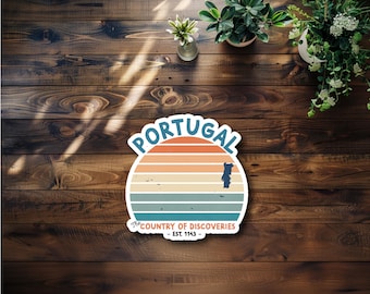 Retro Portugal Waterproof Sticker or Magnet