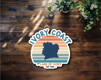 Retro Ivory Coast Waterproof Sticker or Magnet