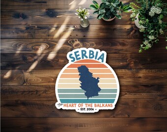 Retro Serbia Waterproof Sticker or Magnet
