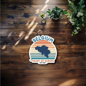 Retro Belgium Waterproof Sticker or Magnet