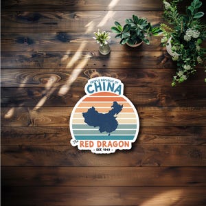 Retro China Waterproof Sticker or Magnet