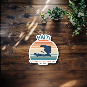 Retro Haiti Waterproof Sticker or Magnet