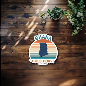 Retro Ghana Waterproof Sticker or Magnet