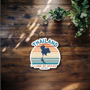 Retro Thailand Waterproof Sticker or Magnet