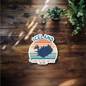 Retro Iceland Waterproof Sticker or Magnet