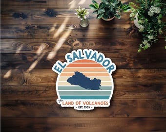 Retro El Salvador Waterproof Sticker or Magnet
