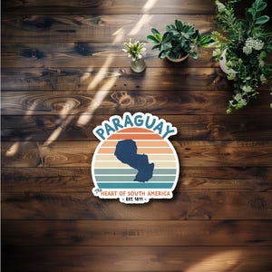 Retro Paraguay Waterproof Sticker or Magnet