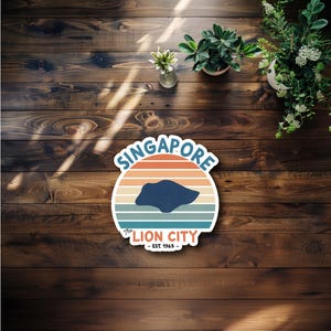 Retro Singapore Waterproof Sticker or Magnet