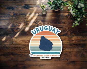 Retro Uraguay Waterproof Sticker or Magnet
